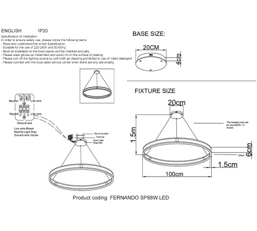Люстра Crystal Lux FERNANDO SP88W LED BLACK/GOLD